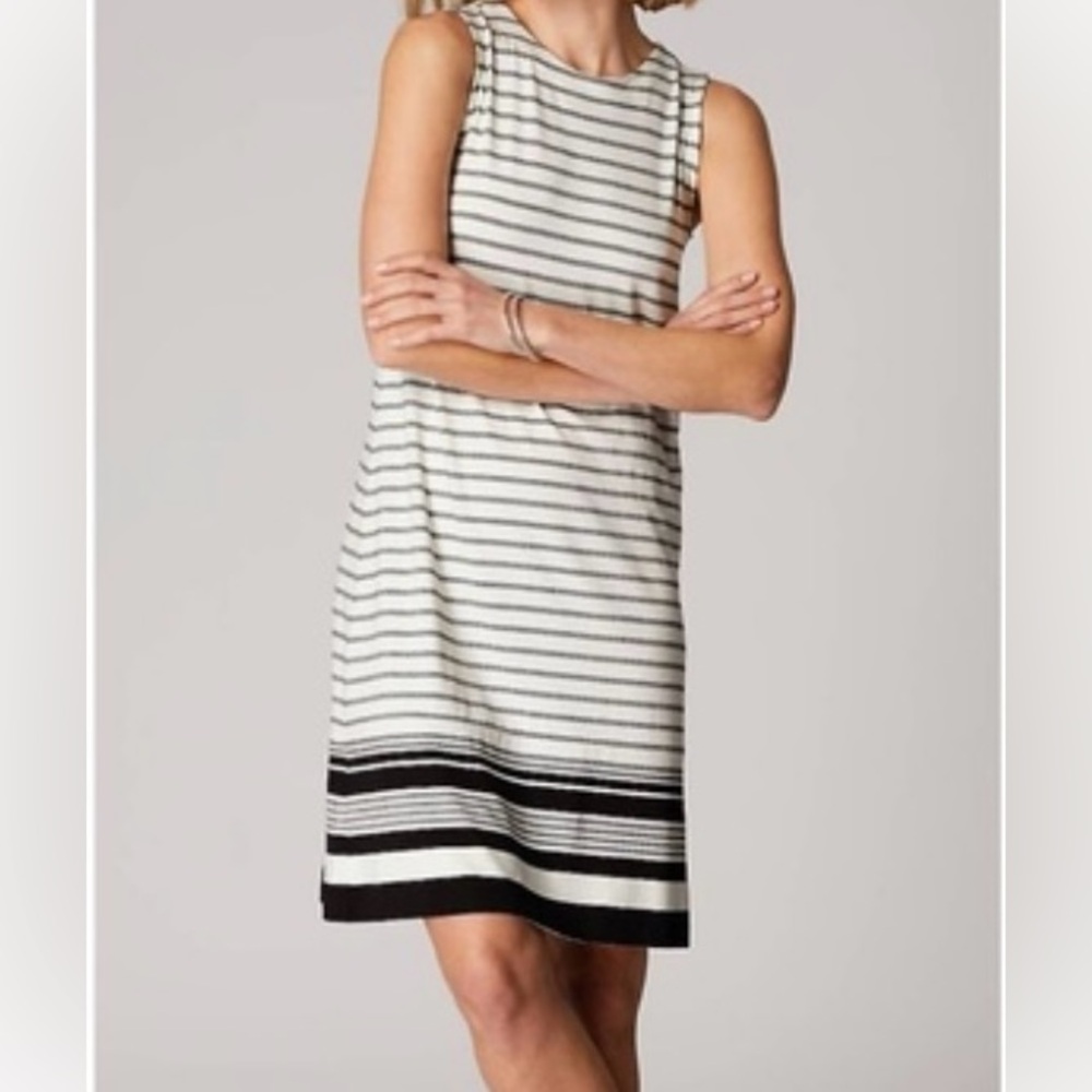 J. Jill Cream and Black Striped Dress
